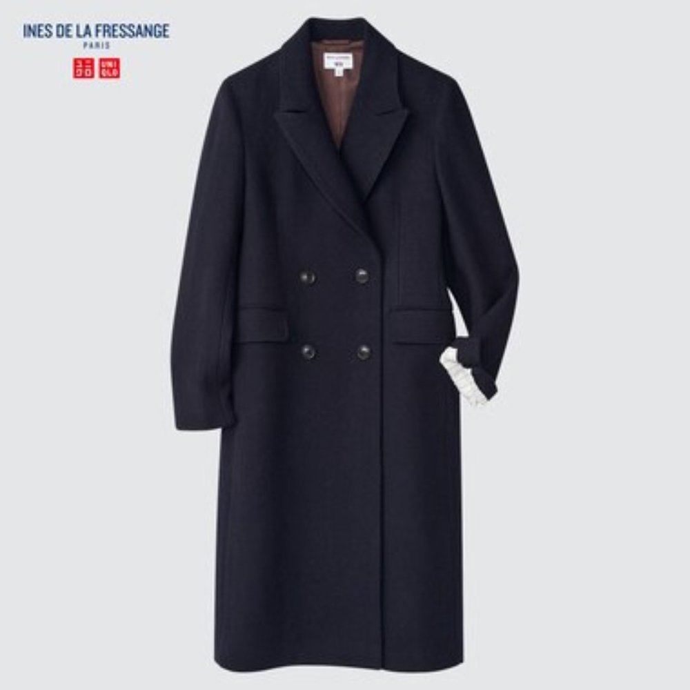 Uniqlo x Ines de la Fressange navy wool coat, S